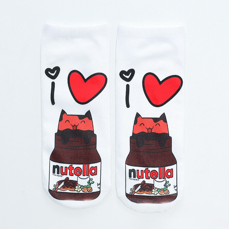 Cartoon Pig Nutella Peanut Butter 3D Digital Printing Flower Socks Unicorn Unicorn Swine Animal